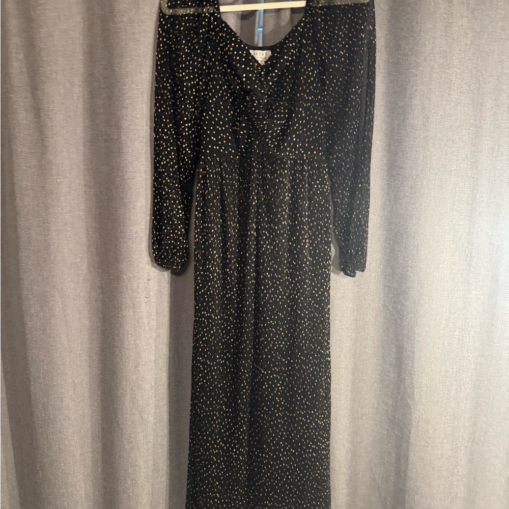 Hayden Black Dress with Gold Dots